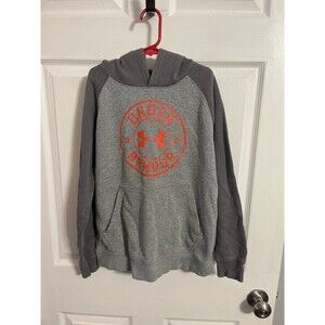 Under Armour Hoodie Size YMD (10-12) Grey/Orange